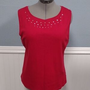 Karen Scott Vibrant Red Tank Top with Stud Accents